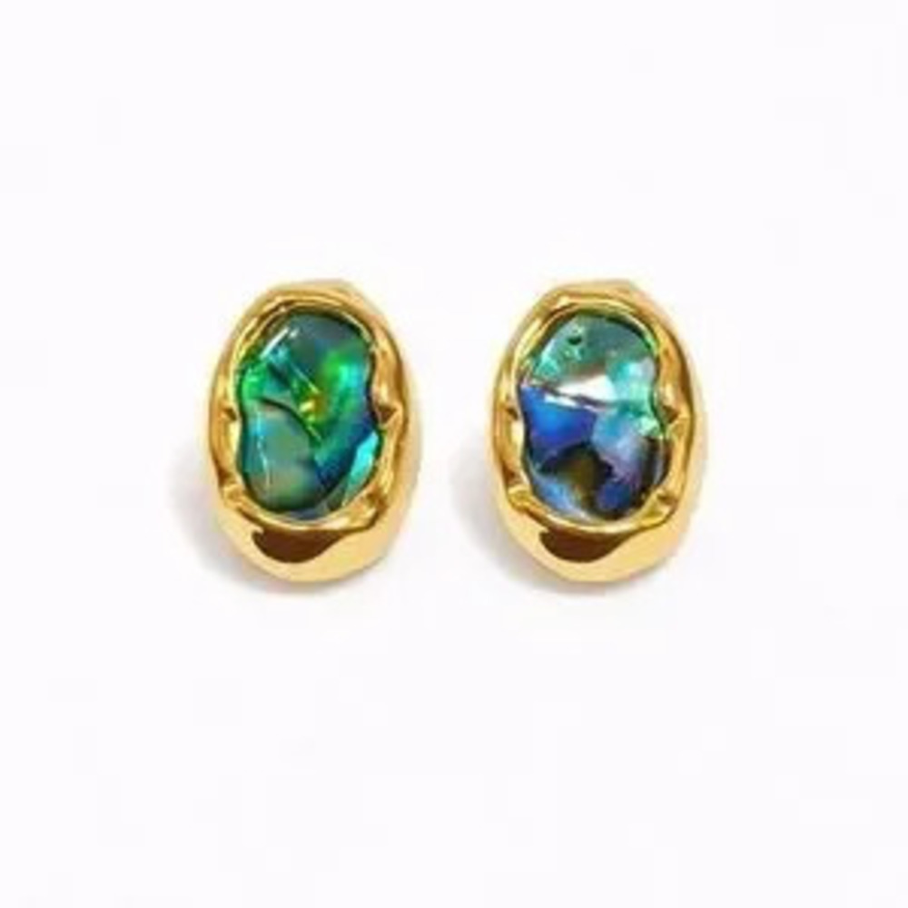 Gold and Blue-Green Earrings